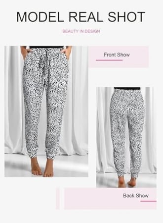 Pantaloni sport respirabili pentru femei, Albi cu model leopard 2XL [3]