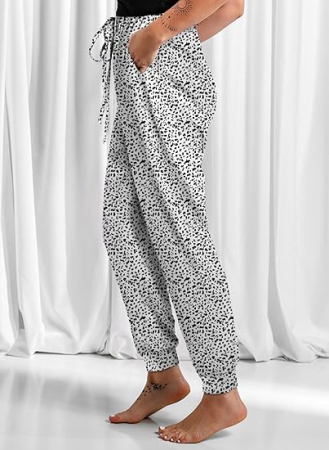 Pantaloni sport respirabili pentru femei, Albi cu model leopard 2XL [4]