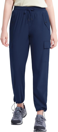 Pantaloni sport respirabili pentru femei, cu buzunare si talie elastica, lungi albastru M [1]