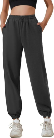 Pantaloni dama - Pantaloni sport respirabili pentru femei, largi, talie elastica, Gri L