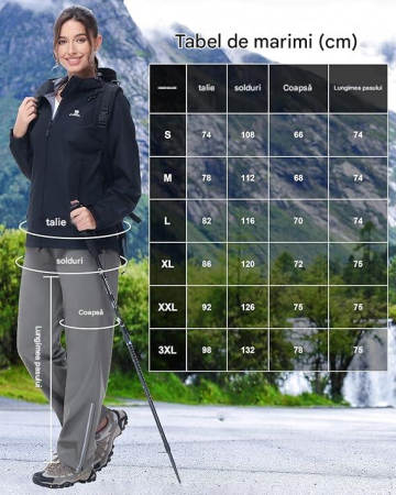 Pantaloni sport respirabili pentru femei, impermeabili, gri S [6]