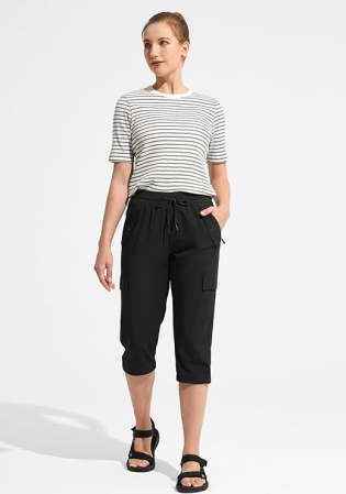 Pantaloni sport respirabili pentru femei, cu buzunare si talie elastica, 3/4 negri L [4]