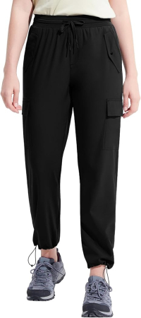 Pantaloni sport respirabili pentru femei, cu buzunare si talie elastica, lungi negri S [1]