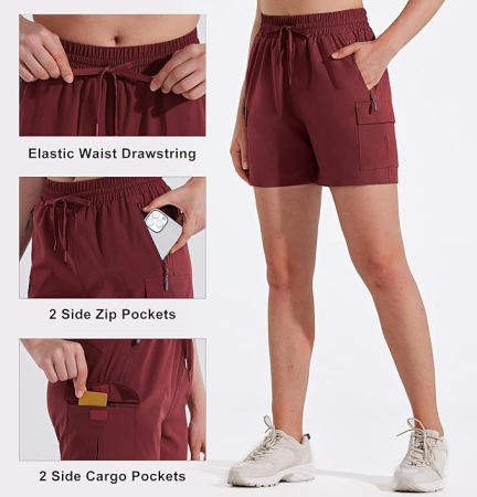 Pantaloni visinii sport respirabili pentru femei, cu buzunare si talie elastica, scurti XS [2]