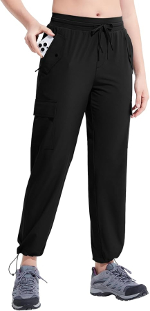 Pantaloni sport respirabili pentru femei, cu buzunare si talie elastica, lungi verzi XS [3]