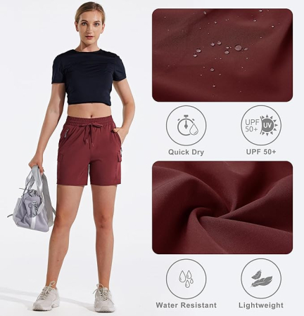 Pantaloni visinii sport respirabili pentru femei, cu buzunare si talie elastica, scurti XS [3]