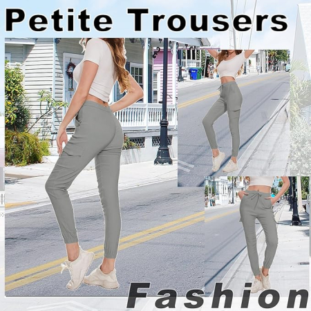 Pantaloni sport respirabili pentru femei, talie elastica cu snur, Gri 2XL [2]