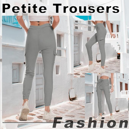 Pantaloni sport respirabili pentru femei, talie elastica cu snur, Gri 2XL [1]