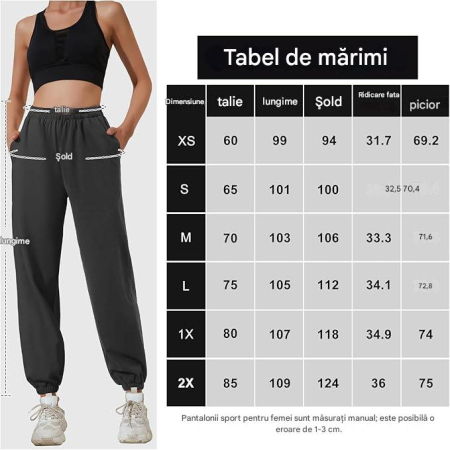 Pantaloni sport respirabili pentru femei, largi, talie elastica, Crem XS [6]