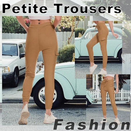 Pantaloni sport respirabili pentru femei, talie elastica cu snur, Maro XL [1]