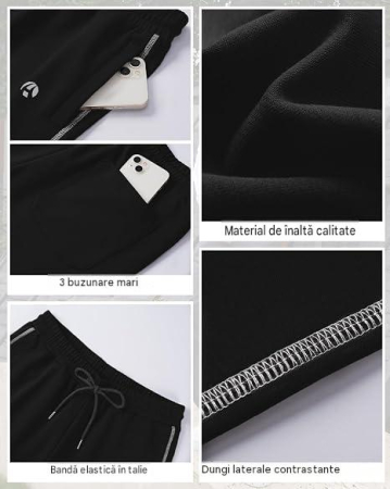 Pantaloni sport termici de alergare pentru barbati, negru, L [3]