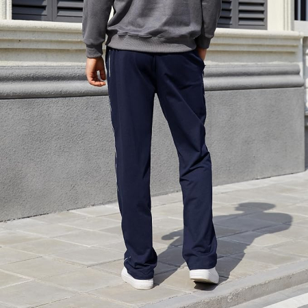 Pantaloni albastri sport Bărbați din Bumbac, Elastici, 2 Buzunare cu Fermoar, Talie Reglabilă, 3XL [2]
