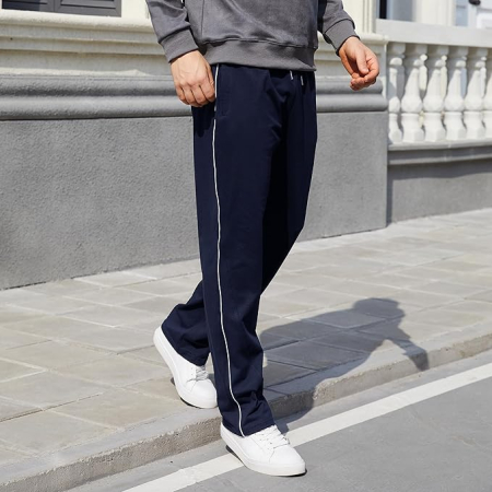 Pantaloni albastri sport Bărbați din Bumbac, Elastici, 2 Buzunare cu Fermoar, Talie Reglabilă, 3XL [1]