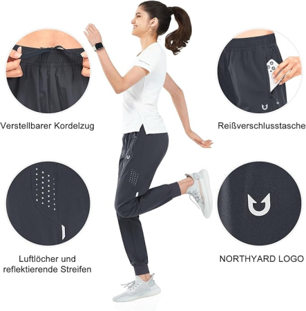 Pantaloni sport de alergare pentru femei, gri, XS [4]