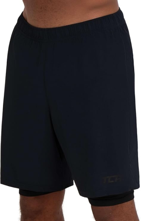 PANTALONI - Pantaloni scurți albastri pentru alergare cu compresie interioară și buzunar cu fermoar M