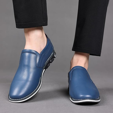 Pantofi casual business slip-on pentru barbati, albastri 44 [6]