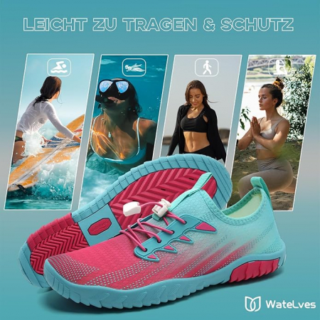 Pantofi confortabili de apa, elastici, maleabili, cu talpa antialunecare, albastri cu roz 41 [6]