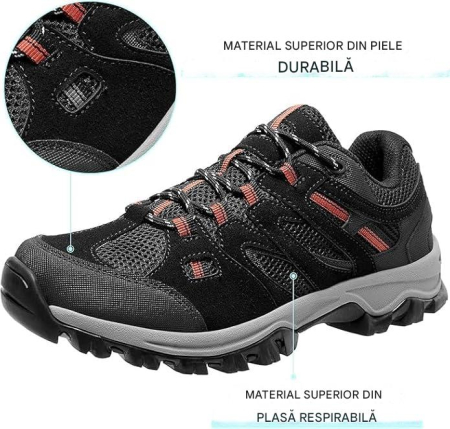Pantofi de drumeție antiderapanti confortabili trekking - Negru/rosu Mărimea 40 [5]