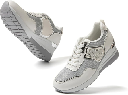 PANTOFI SPORT - Pantofi casual cu platforma inalta pentru femei, albi 39