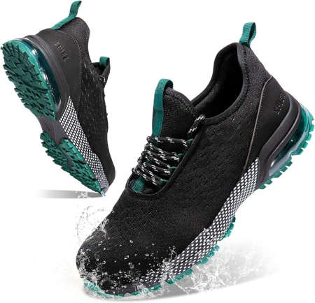 PANTOFI SPORT - Incaltaminte de protecție cu vârf din oțel, ușora, respirabila, antiderapanta – negru/verde 44.5