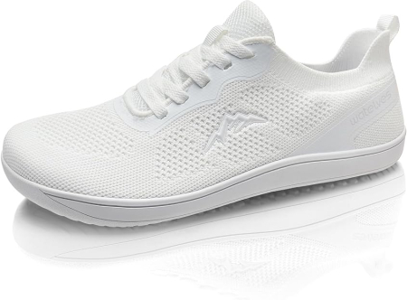 Pantofi dama - Pantofi albi Barefoot cu Vârf Lat, Talpă Flexibilă din Cauciuc, Respirabili, 36