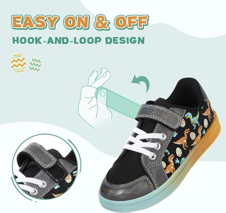 Pantofi negri Sport Copii din Pânză, Adidasi cu Velcro și Șireturi Elastice, Talpă Antiderapantă, 23 [2]