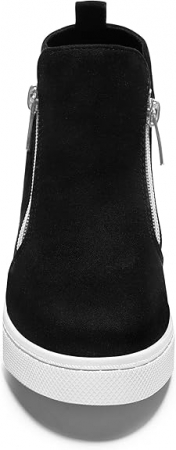 Pantofi sport comozi pentru femei, negri cu talpa alba, 2 fermoare, peste glezna, 36 [1]