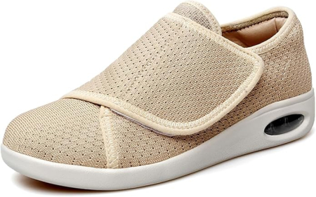 Pantofi dama - Pantofi ortopedici 39 confort pentru femei, model lat si reglabil, material textil respirabil, talpa cu perna de aer pentru amortizare, inchidere ajustabila, ideali pentru mers si stat in picioare, Be