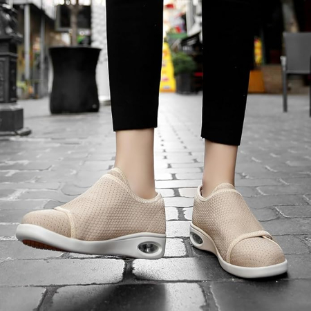 Pantofi ortopedici 39 confort pentru femei, model lat si reglabil, material textil respirabil, talpa cu perna de aer pentru amortizare, inchidere ajustabila, ideali pentru mers si stat in picioare, Be [6]