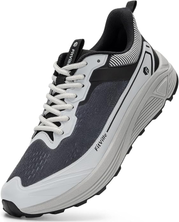 PANTOFI SPORT - Pantofi sport extralargi pentru barbati, respirabili, talpa groasa, gri cu negru, 41