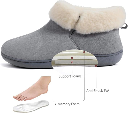 Papuci de casa caldurosi pentru femei, talpa antialunecare, marime 39 gri [3]