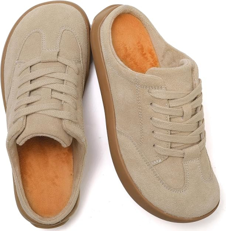 Papuci tip mule pluș pentru femei slip-on calzi antiderapanți moi interior/exterior – Maro deschis EU 38 [4]