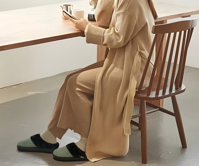 Papuci de casa imblaniti pentru femei, talpa antialunecare, marime 37, verzi cu negru [1]