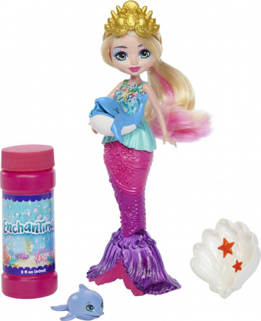 PAPUSI - Papusa sirena 18 cm cu bule de sapun