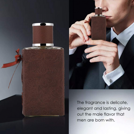 Parfum proaspăt și elegant pentru barbati, ambalaj din piele rafinat, 80 ml (maro) [1]
