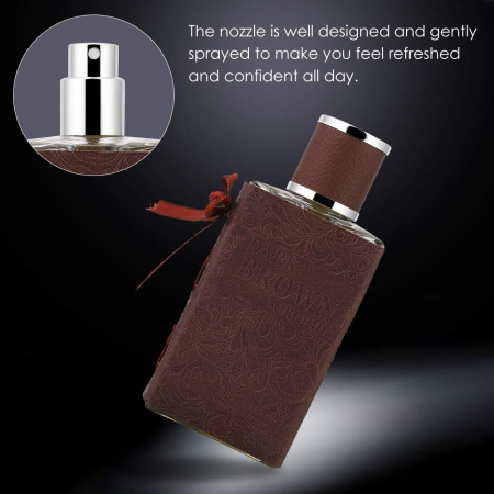 Parfum proaspăt și elegant pentru barbati, ambalaj din piele rafinat, 80 ml (maro) [2]