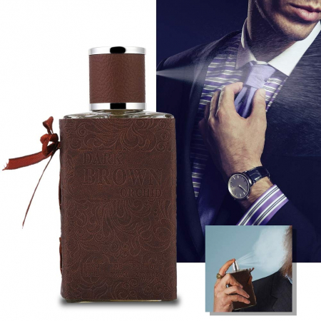 Parfum proaspăt și elegant pentru barbati, ambalaj din piele rafinat, 80 ml (maro) [6]