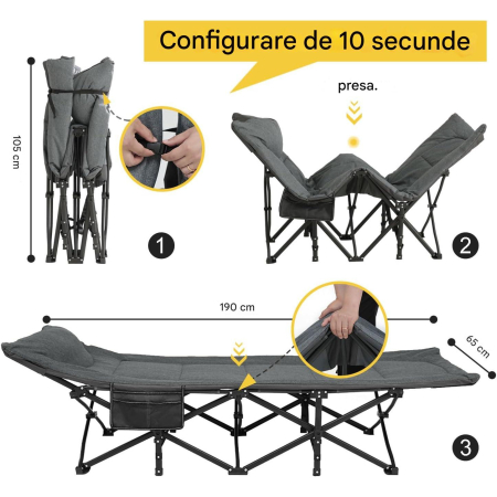 Pat de camping pliabil 190x65 cm 200kg [1]