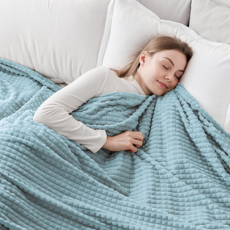 Pătură albastra pufoasă, fleece moale, simpla 130 x 150 cm [2]