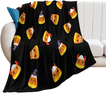 PATURI - Pătură pufoasă, fleece moale neagra cu model nostim 130 x 150 cm