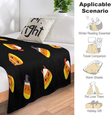 Pătură pufoasă, fleece moale neagra cu model nostim 130 x 150 cm [5]