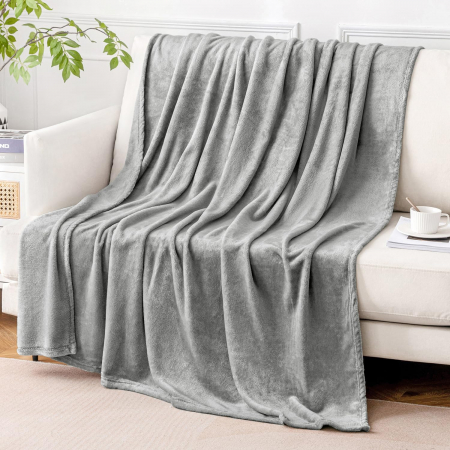 Pătură pufoasă, fleece moale și caldă pentru canapea, gri125x150 cm [1]