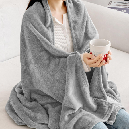 Pătură pufoasă, fleece moale și caldă pentru canapea, gri125x150 cm [4]