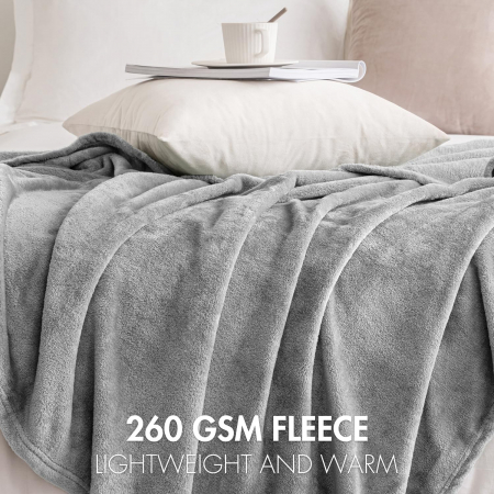 Pătură pufoasă, fleece moale și caldă pentru canapea, gri125x150 cm [2]