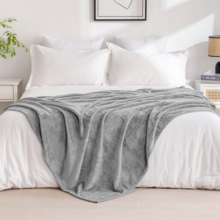 Pătură pufoasă, fleece moale și caldă pentru canapea, gri125x150 cm [3]