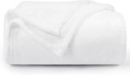ACCESORII PAT - Pătură pufoasă, fleece moale și caldă pentru canapea, alba 130x150 cm