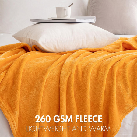 Pătură pufoasă, fleece moale și caldă pentru canapea, galbena 150x200 cm [3]