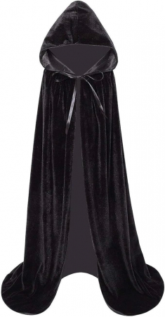 Pelerina cu gluga din catifea neagra pentru femei XXL [6]