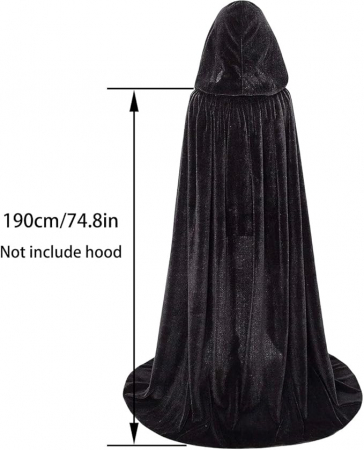 Pelerina cu gluga din catifea neagra pentru femei XXL [4]