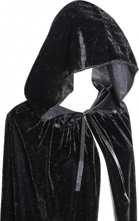 Pelerina cu gluga din catifea neagra pentru femei XXL [3]